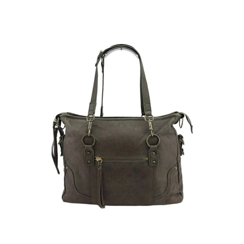 russet Tote Bag Gray Grey Gold Women Authentic secondhand